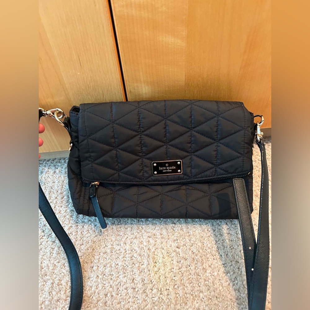 kate spade Quilted Black Crossbody with Front Zip